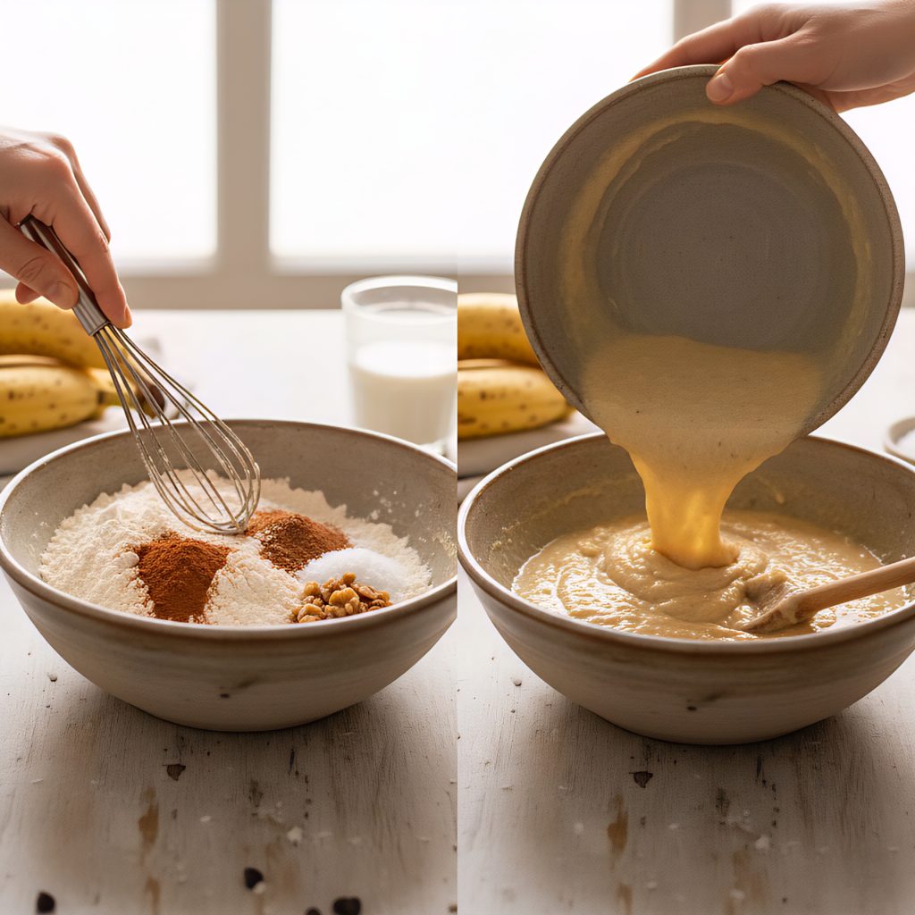 בננה ברד- ערבוב חומרים יבשים