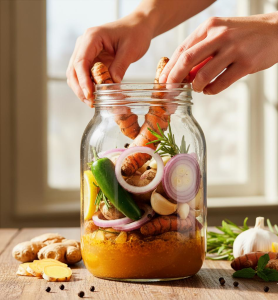 סיידר האש - חומץ תפוחים עם צמחי מרפא