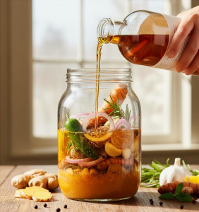 סיידר האש - חומץ תפוחים עם צמחי מרפא