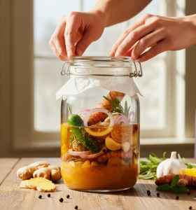 סיידר האש - חומץ תפוחים עם צמחי מרפא