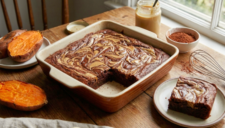 בראוניז בטטה טחינה וקקאו טבעוני