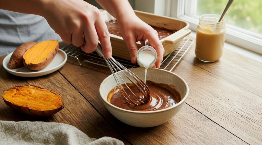 בראוניז בטטה טחינה וקקאו טבעוני, מתכון ושלבי הכנה