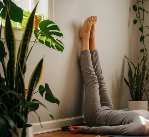 יוגה לעצב הוואגוס: תרגיל רגליים על הקיר