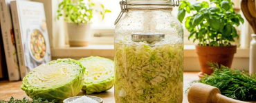 צנצנת כרוב כבוש ביתי בתהליך התססה - פרוביוטיקה טבעית