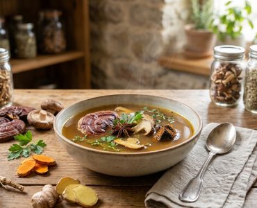 ציר פטריות מרפא ואדפטוגנים: ה"Bone Broth" הטבעוני שמשקם את המעי ומחזק את החיסון