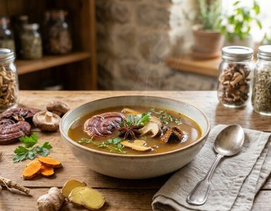 ציר פטריות מרפא ואדפטוגנים: ה"Bone Broth" הטבעוני שמשקם את המעי ומחזק את החיסון